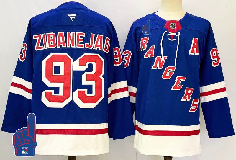 Men New York Rangers #93 Zibanejad Blue Fanatics 2025 NHL Jersey style 2